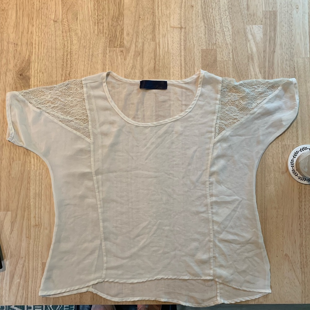 Blue rain by buckle lace sheer blouse